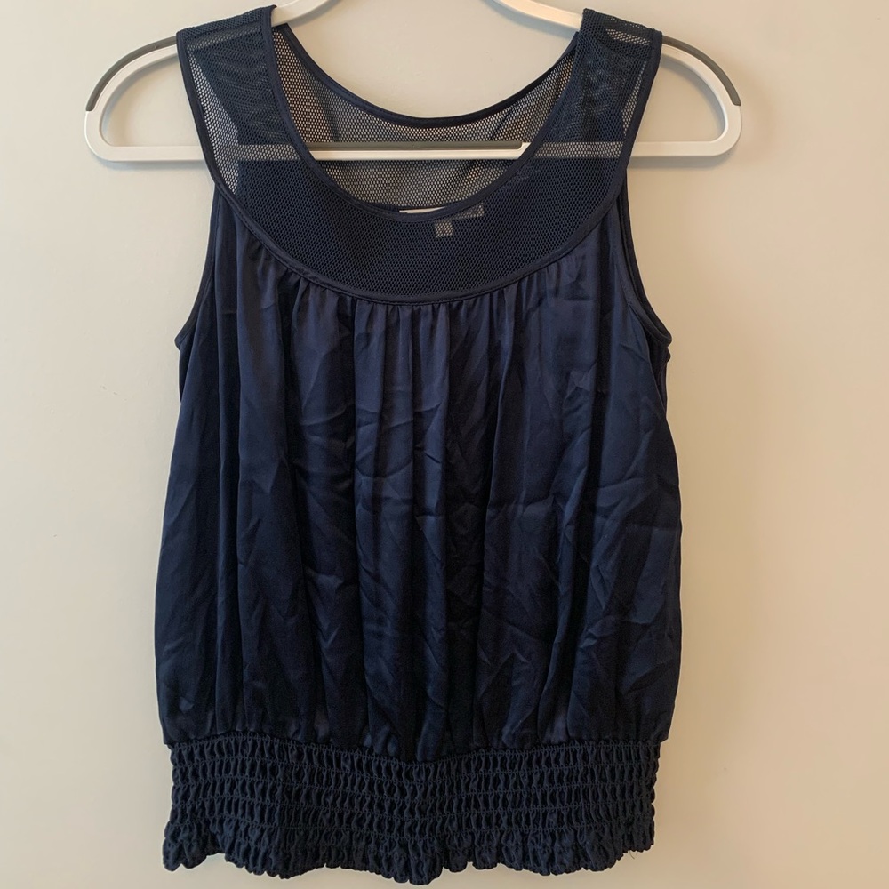 Nanette Lepore navy silk blouse